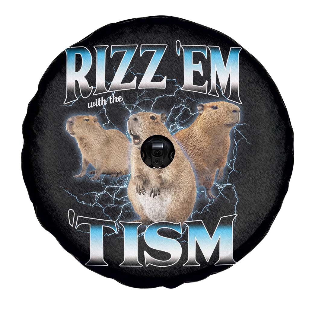 Autism Capybara Spare Tire Cover Funny Rizz Em With The Tism - Wonder Print Shop