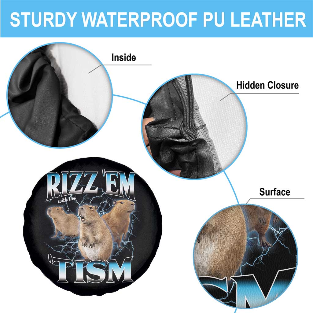 Autism Capybara Spare Tire Cover Funny Rizz Em With The Tism - Wonder Print Shop