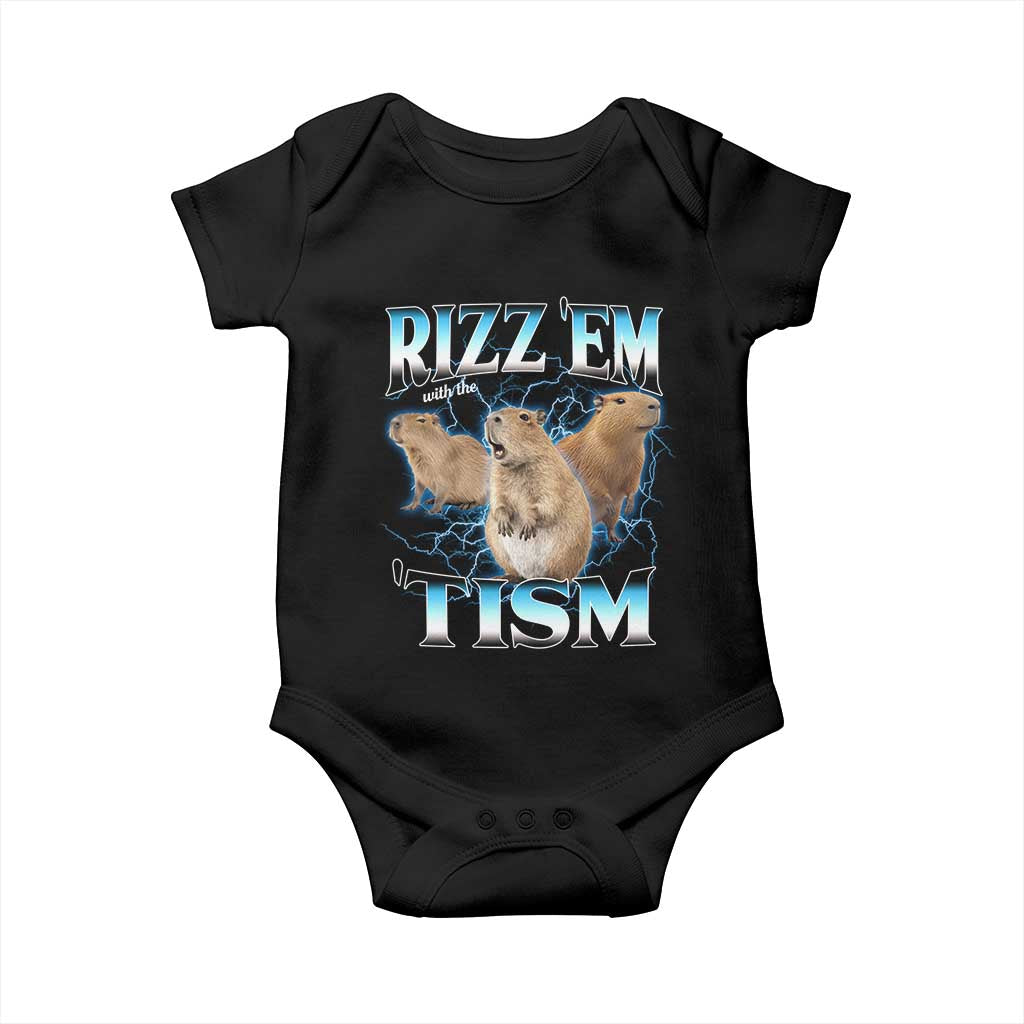 Autism Capybara Baby Onesie Funny Rizz Em With The Tism - Wonder Print Shop