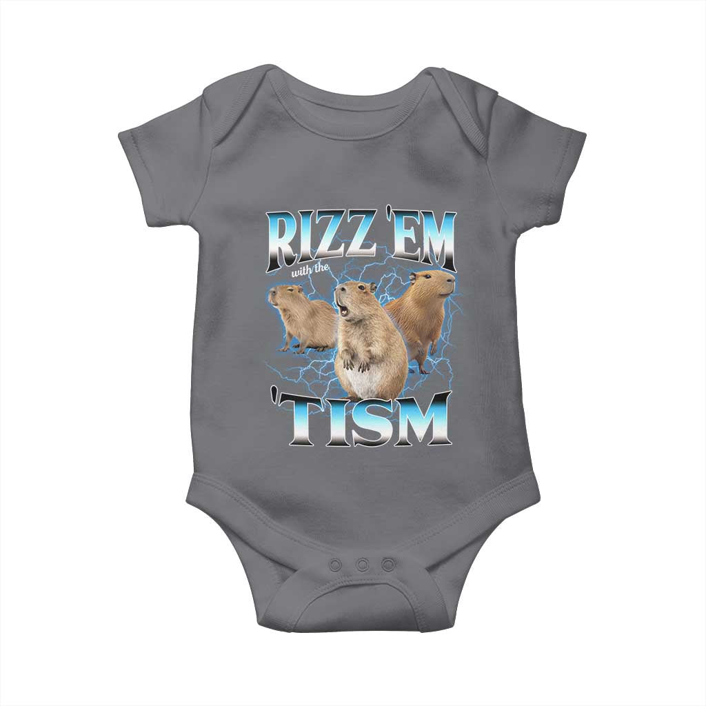 Autism Capybara Baby Onesie Funny Rizz Em With The Tism - Wonder Print Shop