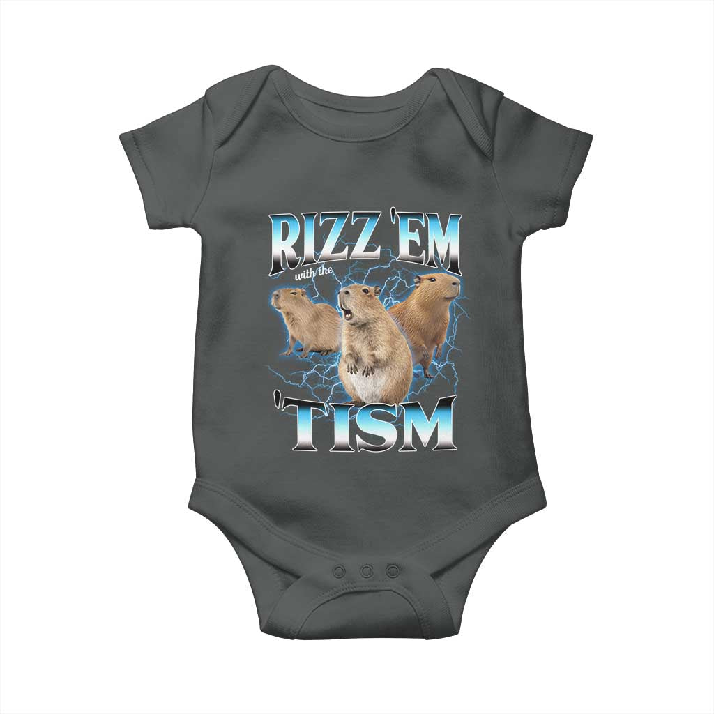 Autism Capybara Baby Onesie Funny Rizz Em With The Tism - Wonder Print Shop