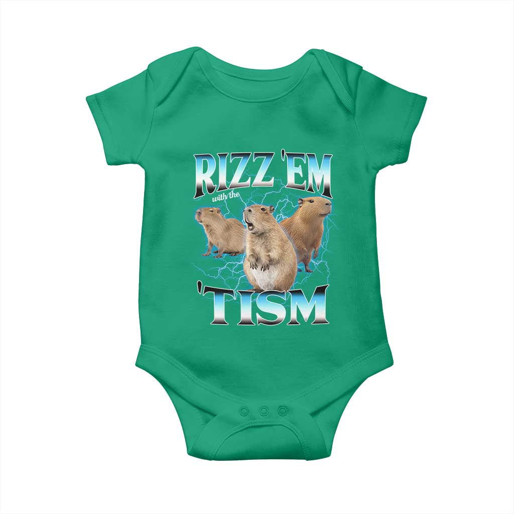 Autism Capybara Baby Onesie Funny Rizz Em With The Tism - Wonder Print Shop