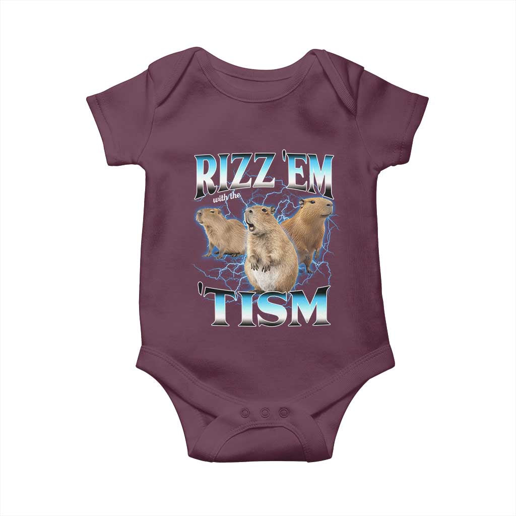 Autism Capybara Baby Onesie Funny Rizz Em With The Tism - Wonder Print Shop