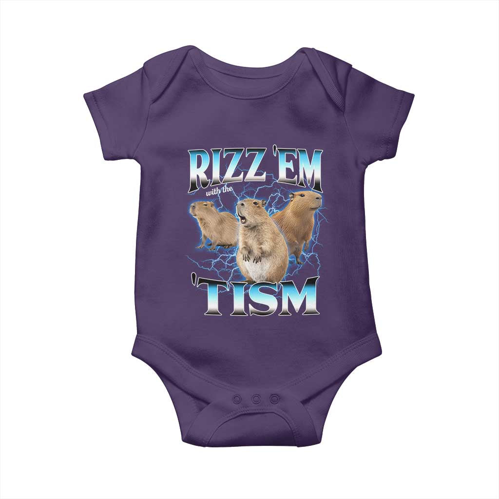 Autism Capybara Baby Onesie Funny Rizz Em With The Tism - Wonder Print Shop