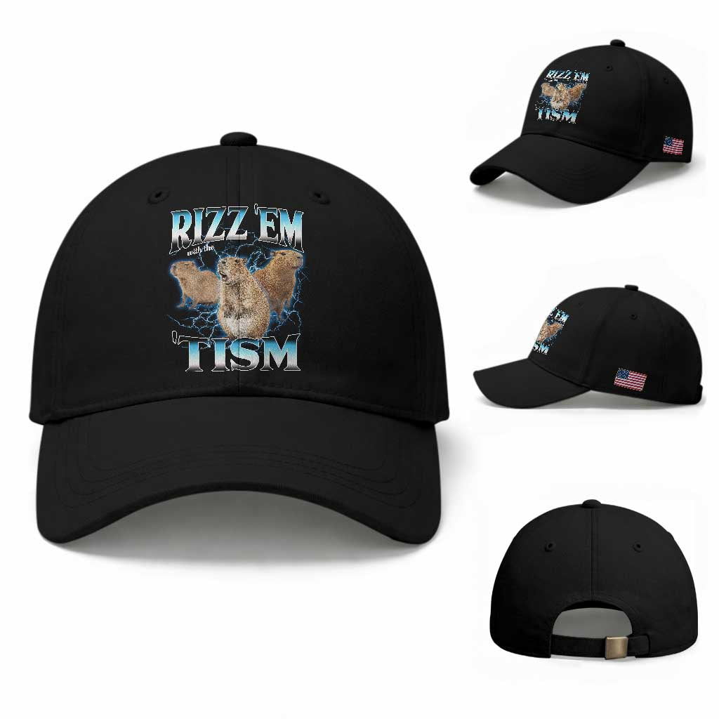 Autism Capybara Baseball Cap Funny Rizz Em With The Tism