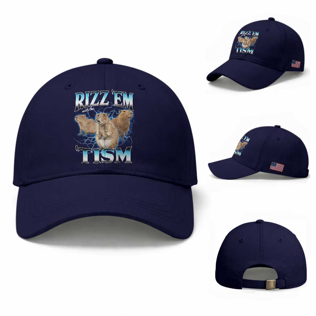 Autism Capybara Baseball Cap Funny Rizz Em With The Tism