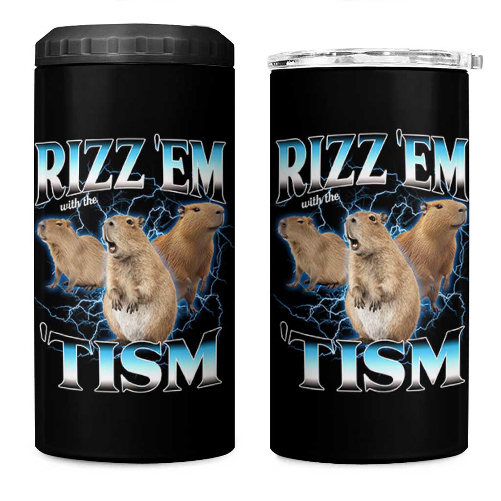 Autism Capybara 4 in 1 Can Cooler Tumbler Funny Rizz Em With The Tism