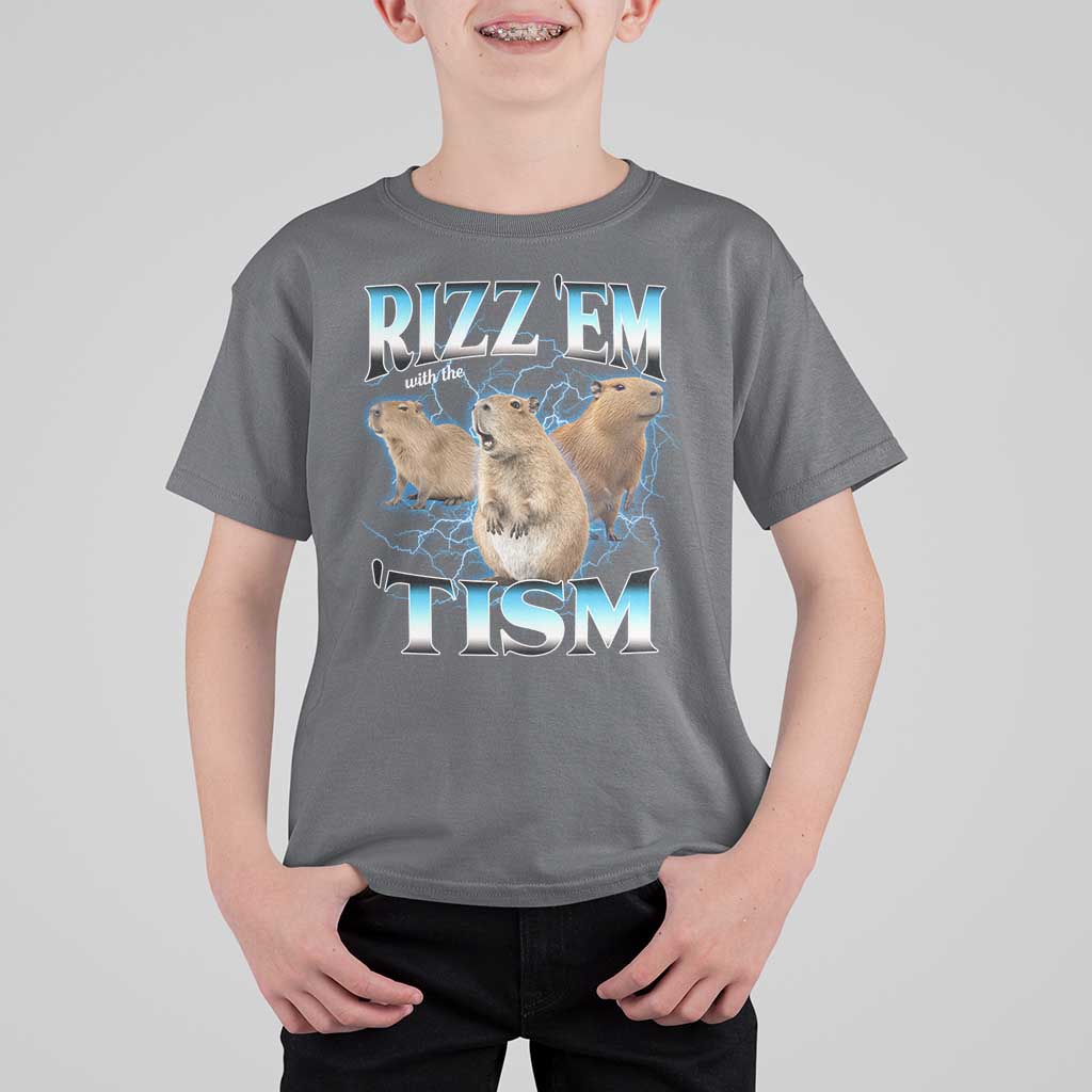 Autism Capybara T Shirt For Kid Funny Rizz Em With The Tism - Wonder Print Shop