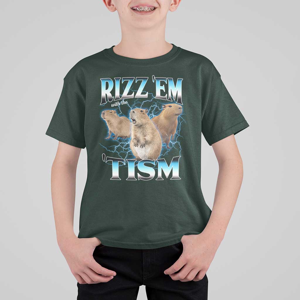 Autism Capybara T Shirt For Kid Funny Rizz Em With The Tism - Wonder Print Shop