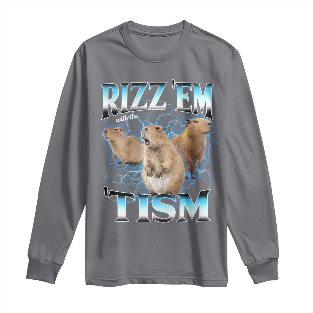 Autism Capybara Long Sleeve Shirt Funny Rizz Em With The Tism - Wonder Print Shop