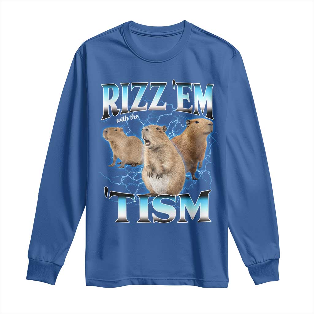 Autism Capybara Long Sleeve Shirt Funny Rizz Em With The Tism - Wonder Print Shop