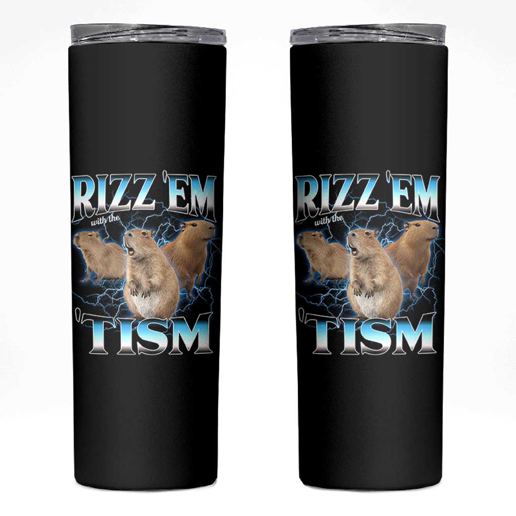 Autism Capybara Skinny Tumbler Funny Rizz Em With The Tism