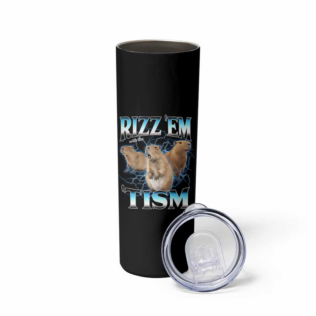 Autism Capybara Skinny Tumbler Funny Rizz Em With The Tism