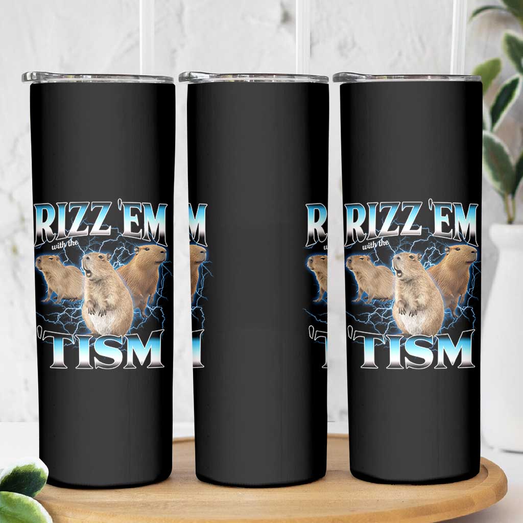 Autism Capybara Skinny Tumbler Funny Rizz Em With The Tism