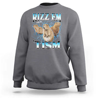 Autism Capybara Sweatshirt Funny Rizz Em With The Tism - Wonder Print Shop