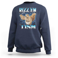 Autism Capybara Sweatshirt Funny Rizz Em With The Tism - Wonder Print Shop