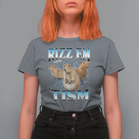 Autism Capybara T Shirt For Women Funny Rizz Em With The Tism - Wonder Print Shop