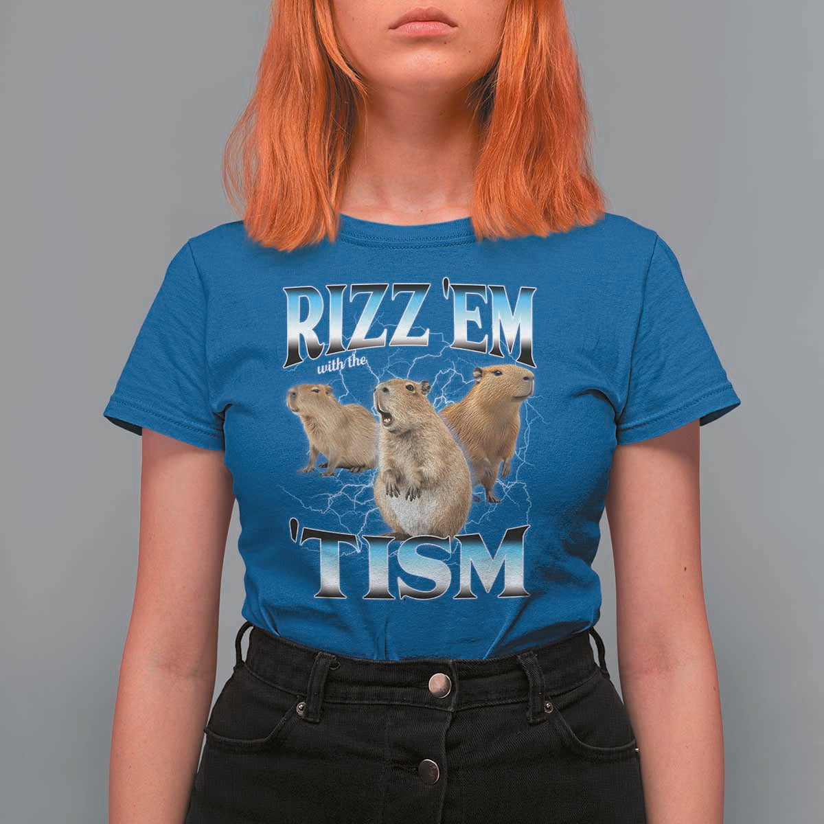 Autism Capybara T Shirt For Women Funny Rizz Em With The Tism - Wonder Print Shop