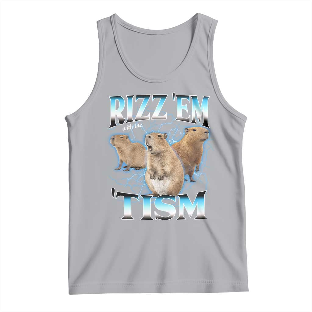 Autism Capybara Tank Top Funny Rizz Em With The Tism - Wonder Print Shop
