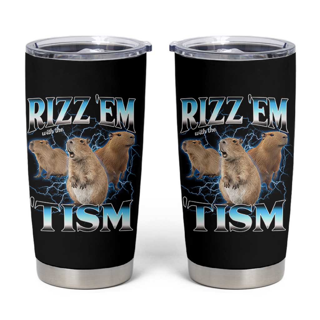 Autism Capybara Tumbler Cup Funny Rizz Em With The Tism
