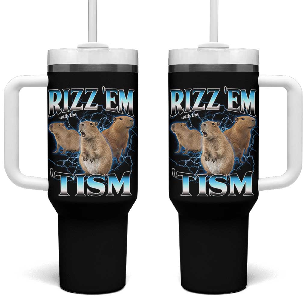 Autism Capybara Tumbler With Handle Funny Rizz Em With The Tism