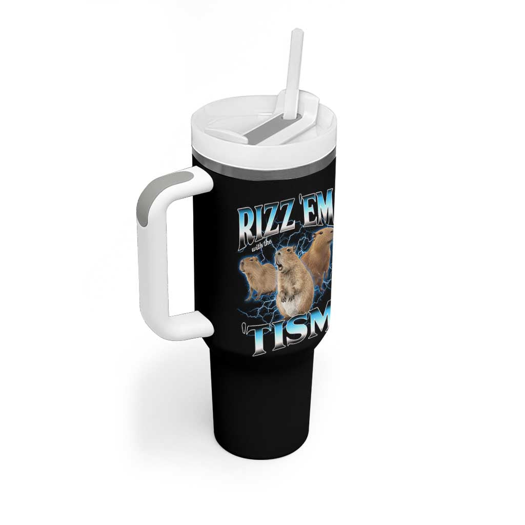 Autism Capybara Tumbler With Handle Funny Rizz Em With The Tism