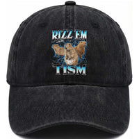 Autism Capybara Washed Cotton Baseball Cap Funny Rizz Em With The Tism