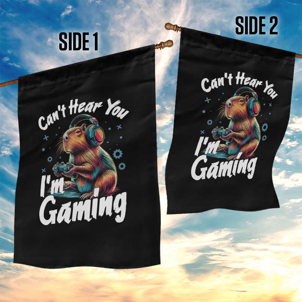 Funny Gamer Capybara Garden Flag Can Not Hear You I Am Gaming - Wonder Print Shop