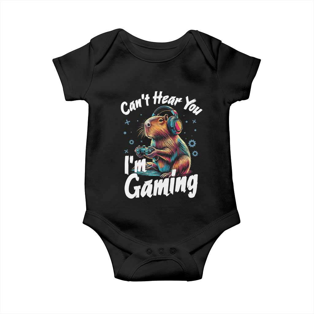 Funny Gamer Capybara Baby Onesie Can Not Hear You I Am Gaming - Wonder Print Shop