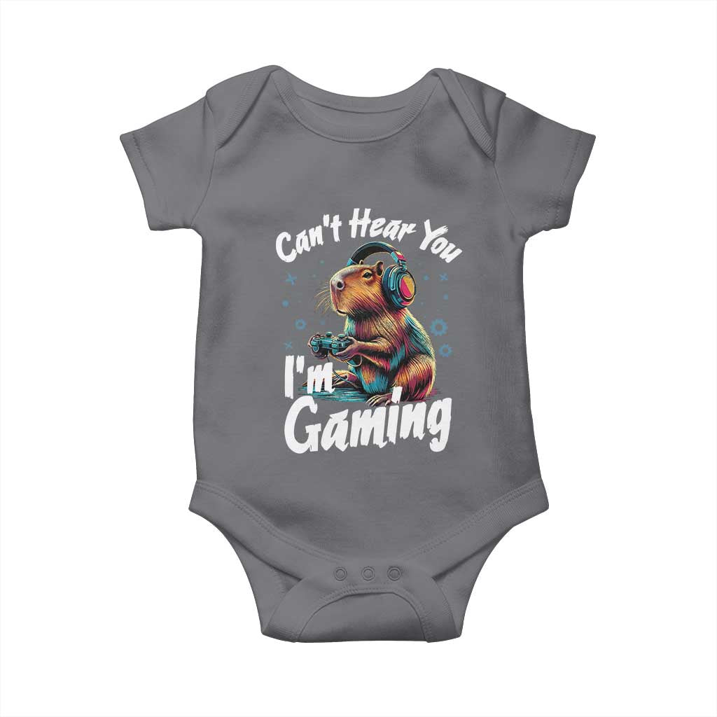 Funny Gamer Capybara Baby Onesie Can Not Hear You I Am Gaming - Wonder Print Shop