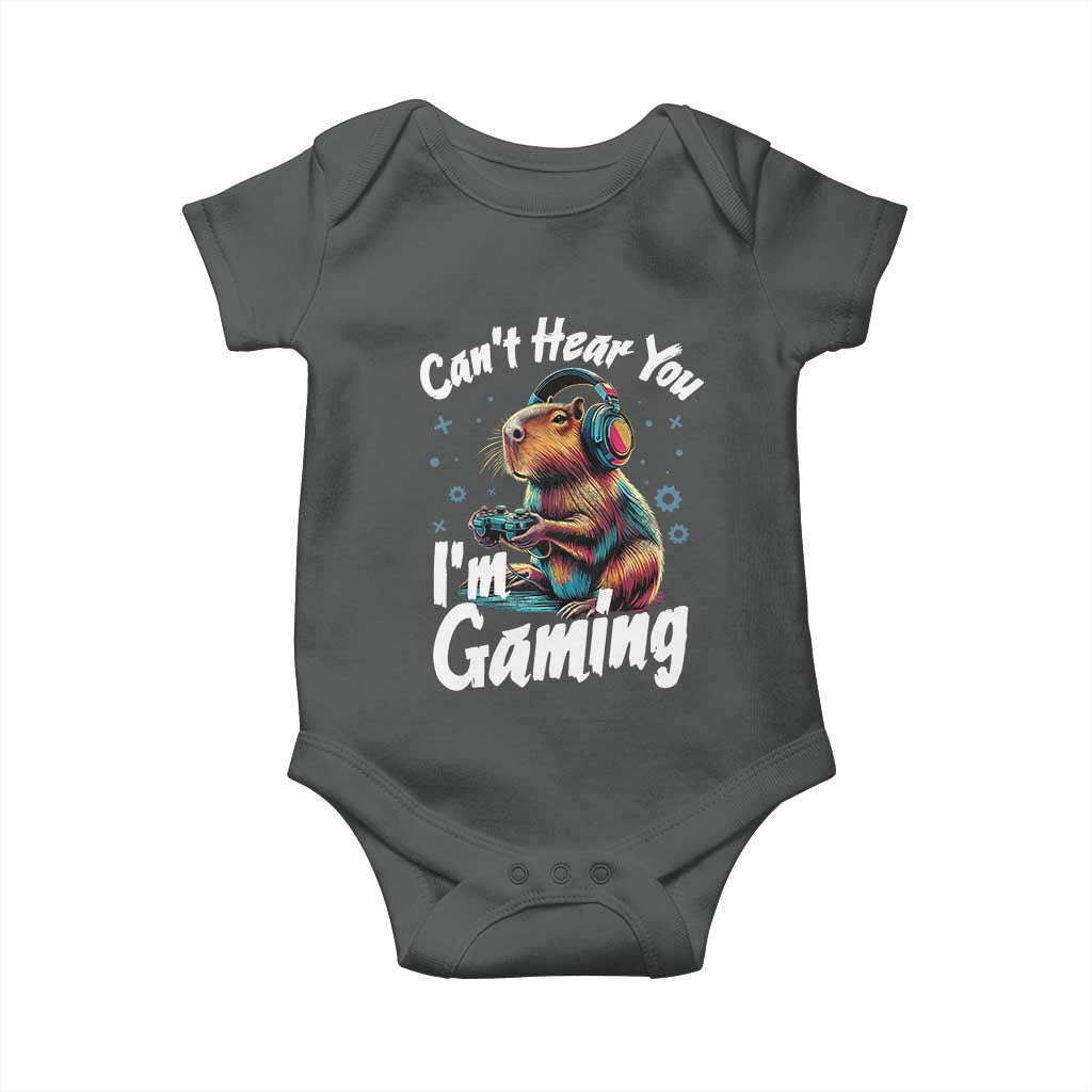 Funny Gamer Capybara Baby Onesie Can Not Hear You I Am Gaming - Wonder Print Shop