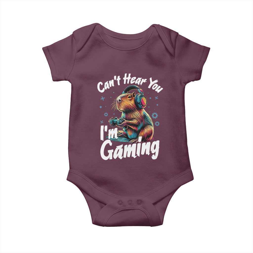 Funny Gamer Capybara Baby Onesie Can Not Hear You I Am Gaming - Wonder Print Shop