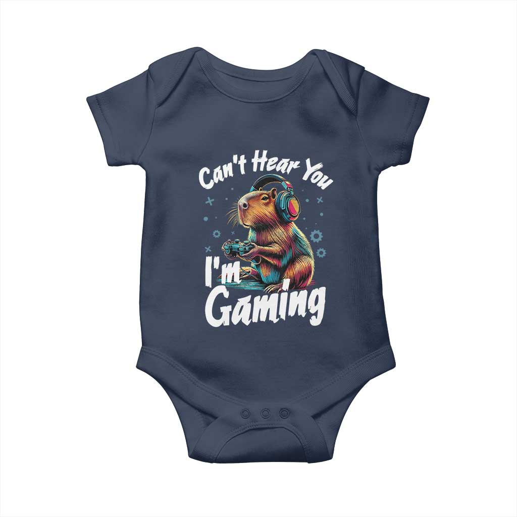 Funny Gamer Capybara Baby Onesie Can Not Hear You I Am Gaming - Wonder Print Shop