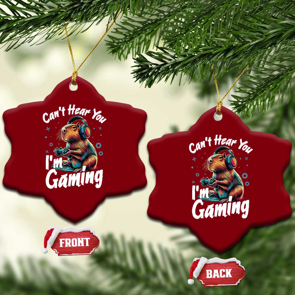 Funny Gamer Capybara Ceramic Ornament Can Not Hear You I Am Gaming - Wonder Print Shop