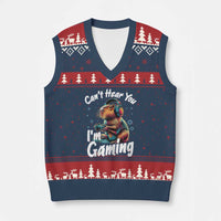 Funny Gamer Capybara V-Neck Knit Sweater Vest Can Not Hear You I Am Gaming - Wonder Print Shop