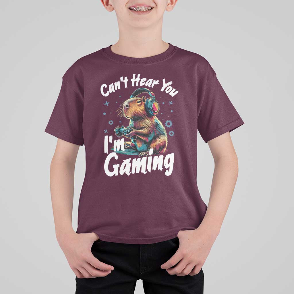 Funny Gamer Capybara T Shirt For Kid Can Not Hear You I Am Gaming - Wonder Print Shop