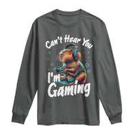 Funny Gamer Capybara Long Sleeve Shirt Can Not Hear You I Am Gaming - Wonder Print Shop