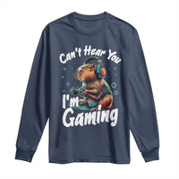 Funny Gamer Capybara Long Sleeve Shirt Can Not Hear You I Am Gaming - Wonder Print Shop