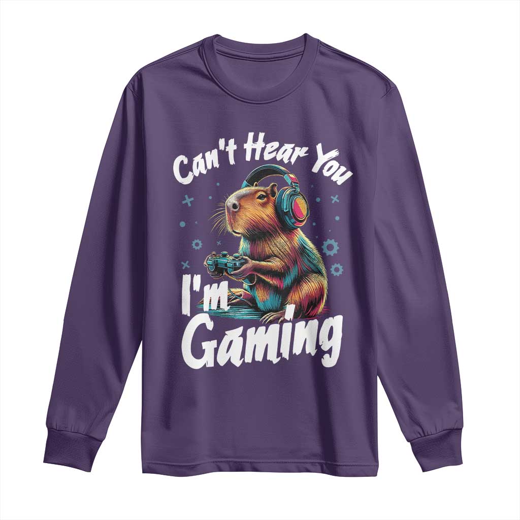 Funny Gamer Capybara Long Sleeve Shirt Can Not Hear You I Am Gaming - Wonder Print Shop