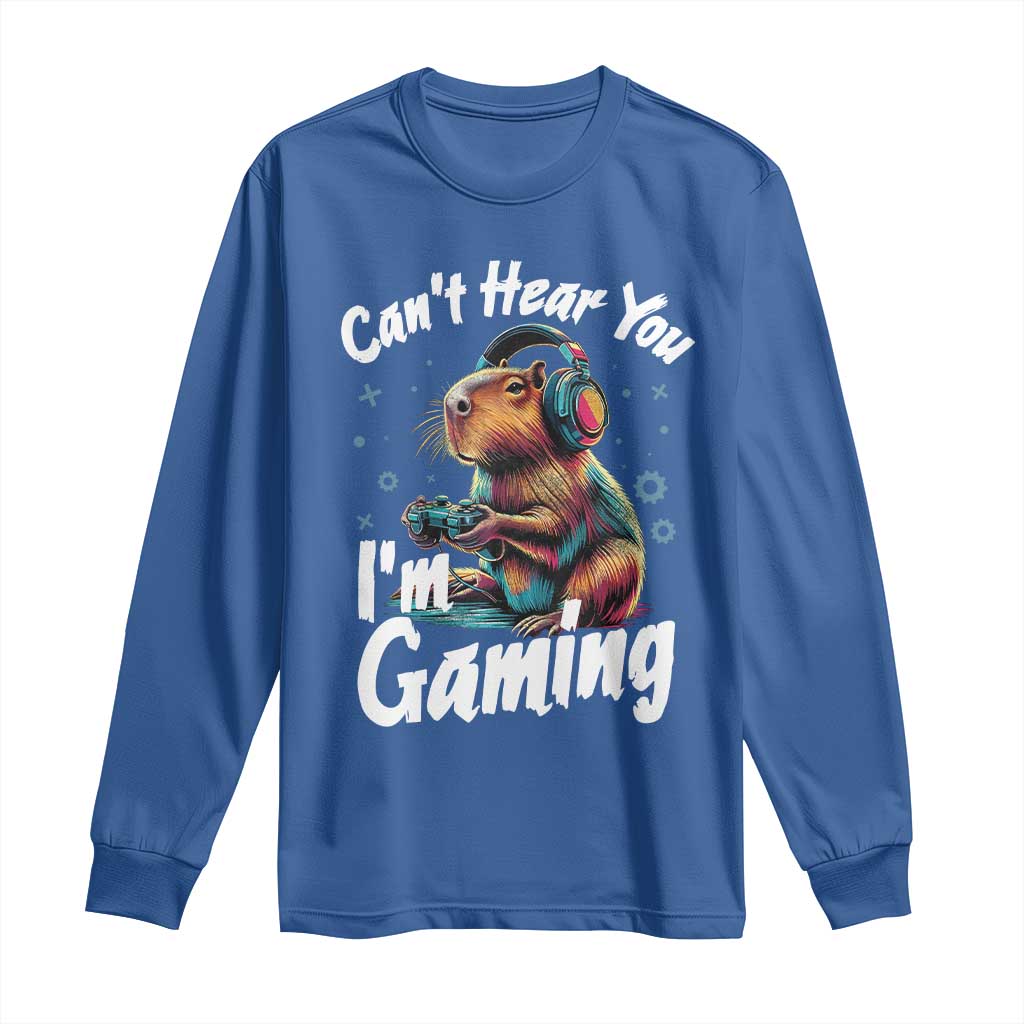 Funny Gamer Capybara Long Sleeve Shirt Can Not Hear You I Am Gaming - Wonder Print Shop