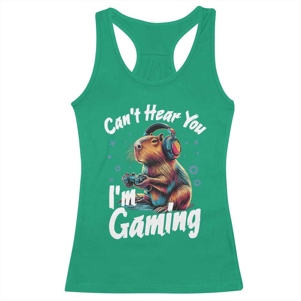 Funny Gamer Capybara Racerback Tank Top Can Not Hear You I Am Gaming - Wonder Print Shop