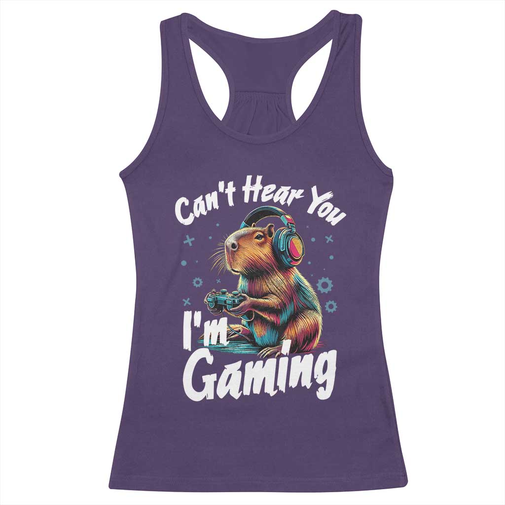 Funny Gamer Capybara Racerback Tank Top Can Not Hear You I Am Gaming - Wonder Print Shop