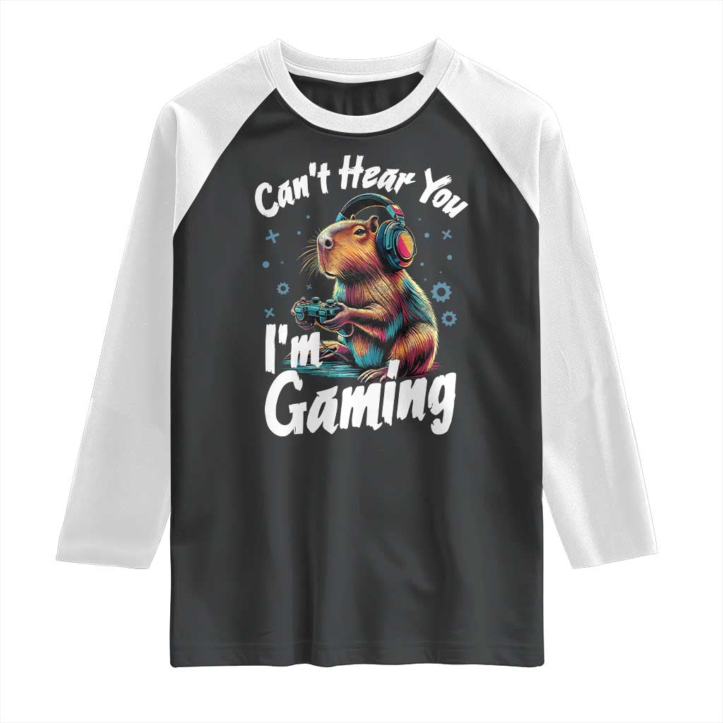 Funny Gamer Capybara Raglan Shirt Can Not Hear You I Am Gaming - Wonder Print Shop