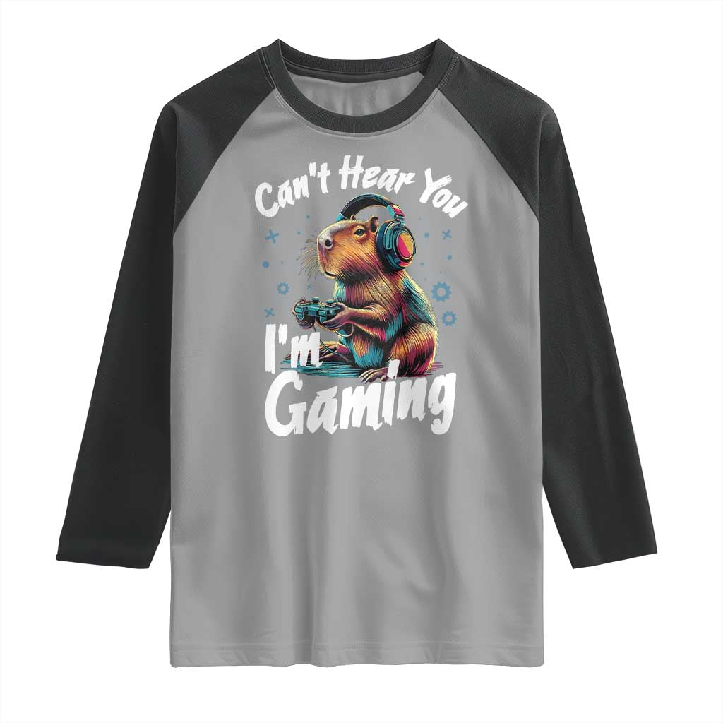 Funny Gamer Capybara Raglan Shirt Can Not Hear You I Am Gaming - Wonder Print Shop