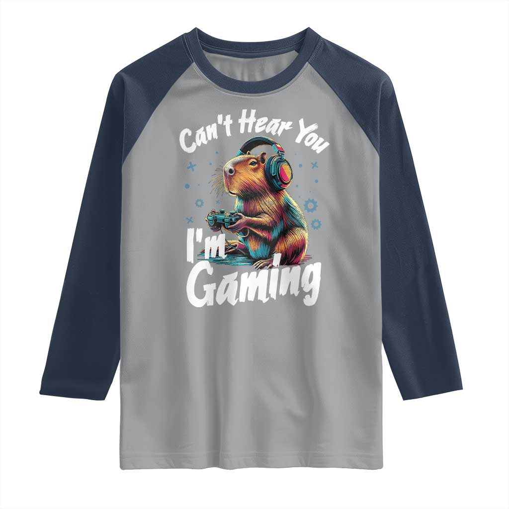 Funny Gamer Capybara Raglan Shirt Can Not Hear You I Am Gaming - Wonder Print Shop