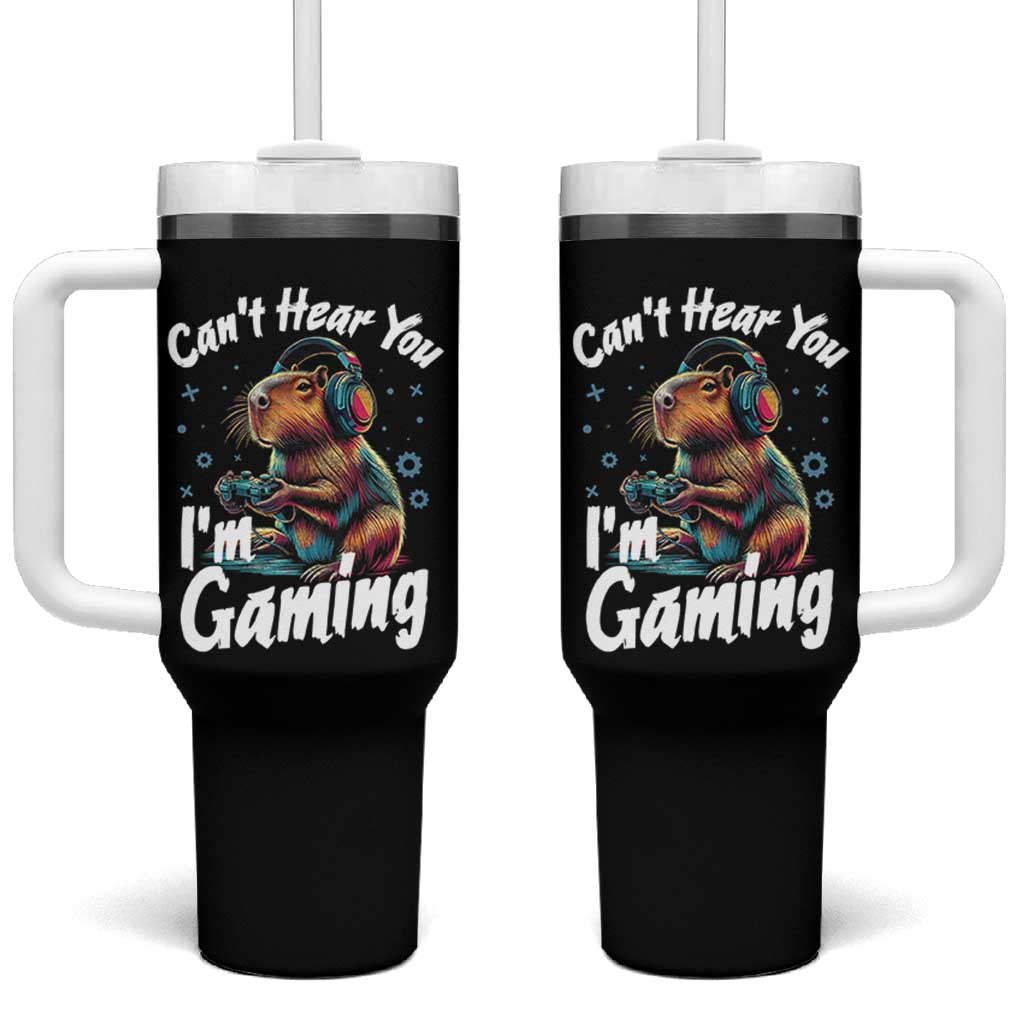 Funny Gamer Capybara Tumbler With Handle Can Not Hear You I Am Gaming