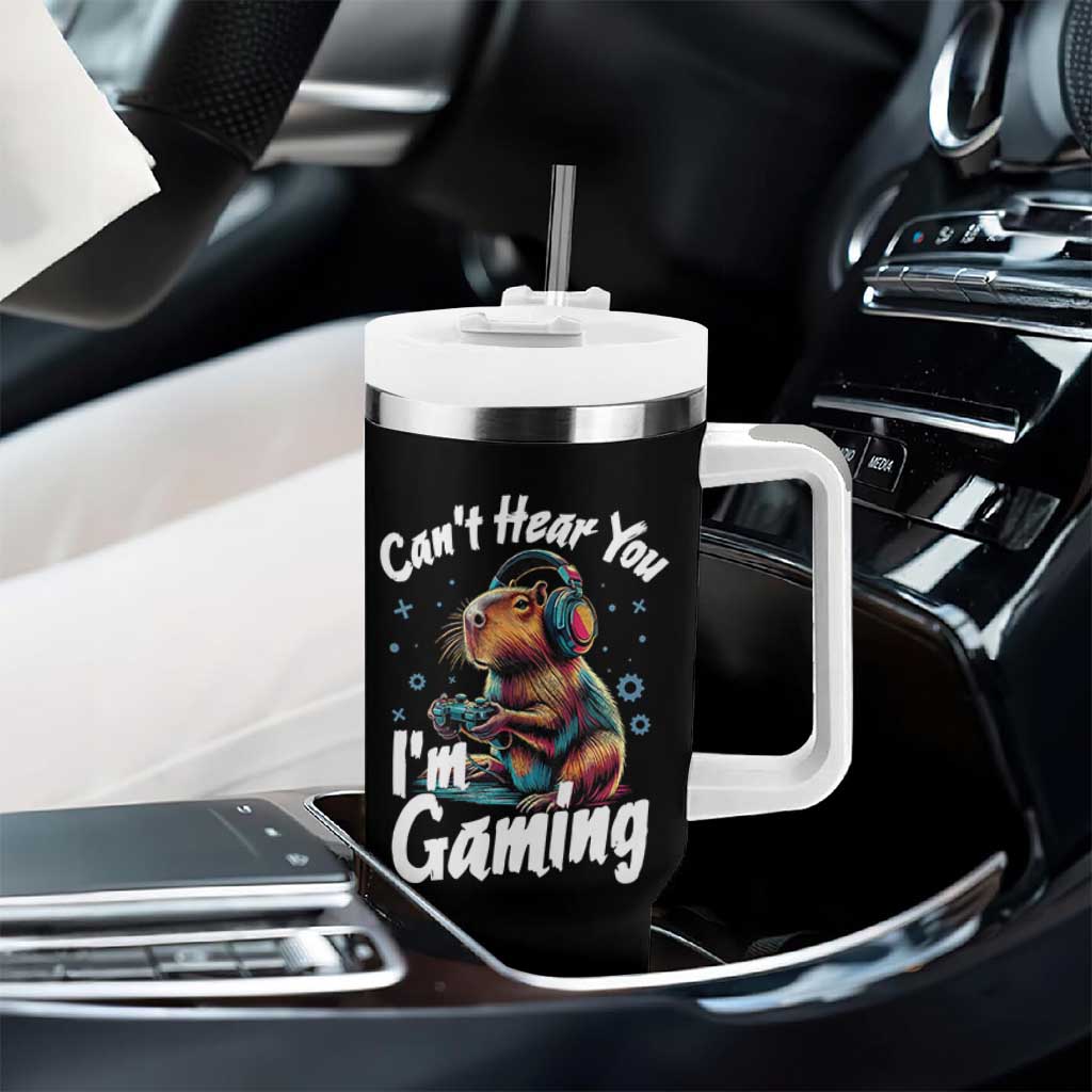 Funny Gamer Capybara Tumbler With Handle Can Not Hear You I Am Gaming