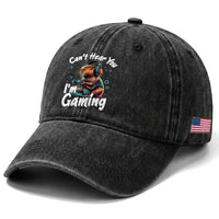 Funny Gamer Capybara Washed Cotton Baseball Cap Can Not Hear You I Am Gaming