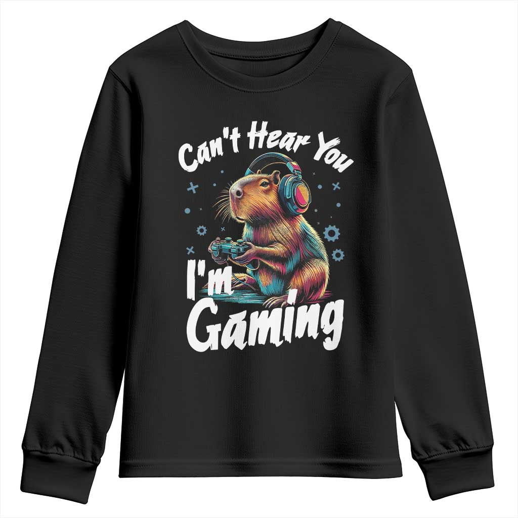 Funny Gamer Capybara Youth Sweatshirt Can Not Hear You I Am Gaming - Wonder Print Shop