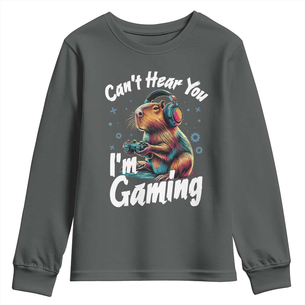 Funny Gamer Capybara Youth Sweatshirt Can Not Hear You I Am Gaming - Wonder Print Shop